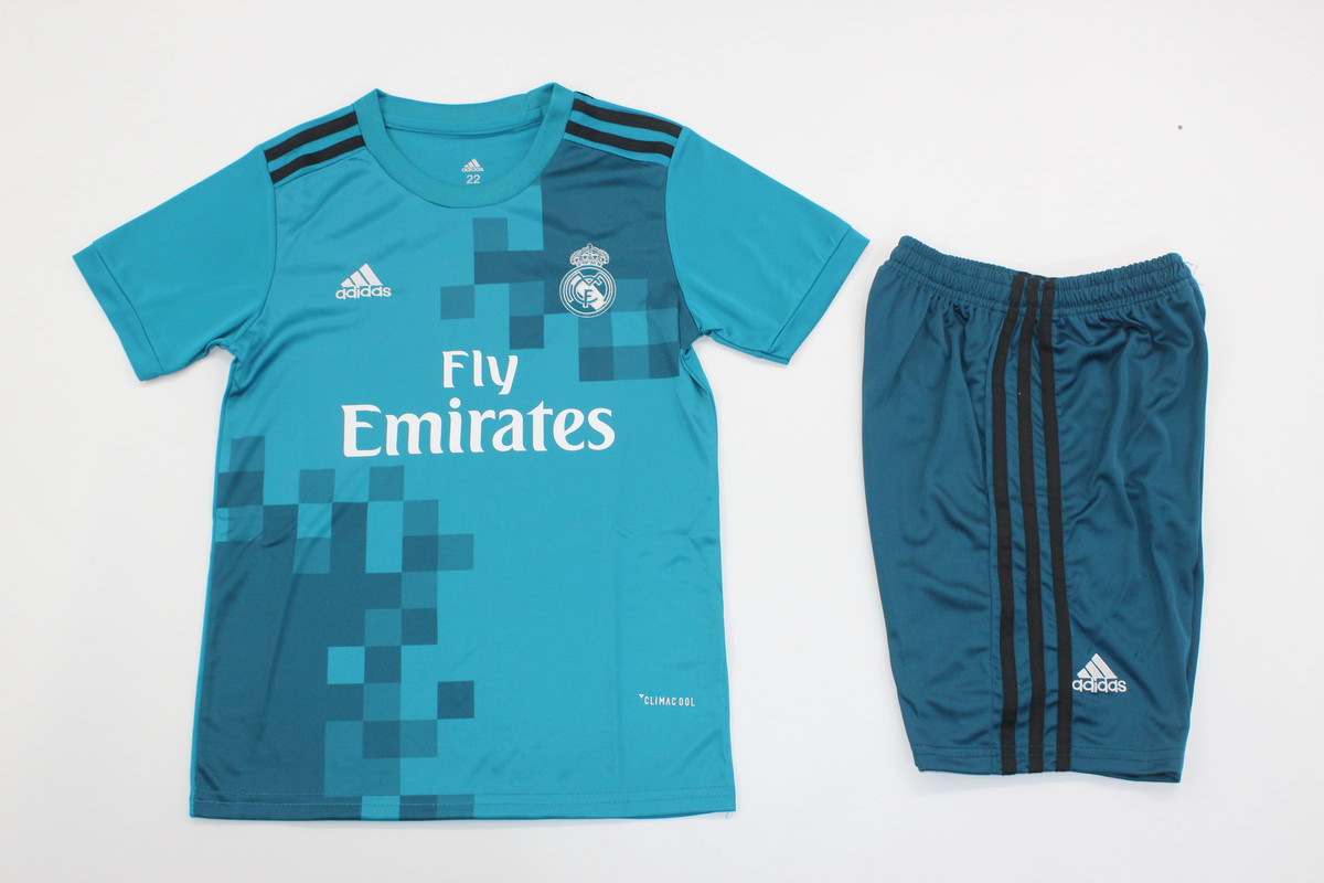 Kids-Real Madrid 17/18 Third Blue Soccer Jersey